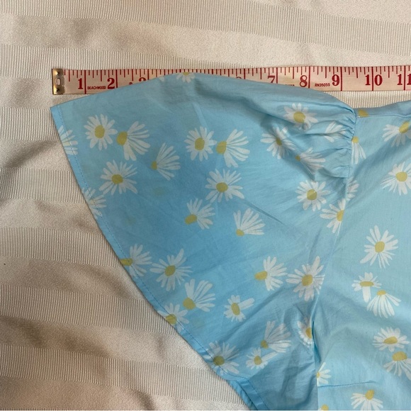 Simply Southern Dress Size S Powder Blue with Daisy Print V-neck Ruffled Skirt - Picture 8 of 14